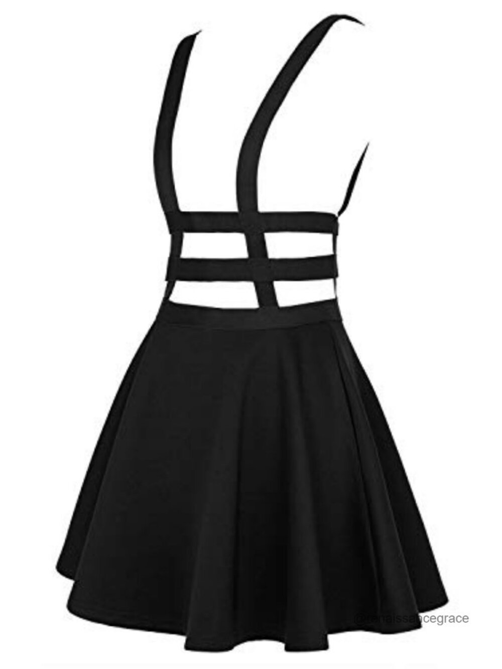 Suspender Skater Skirt High Waist A-Line Mini